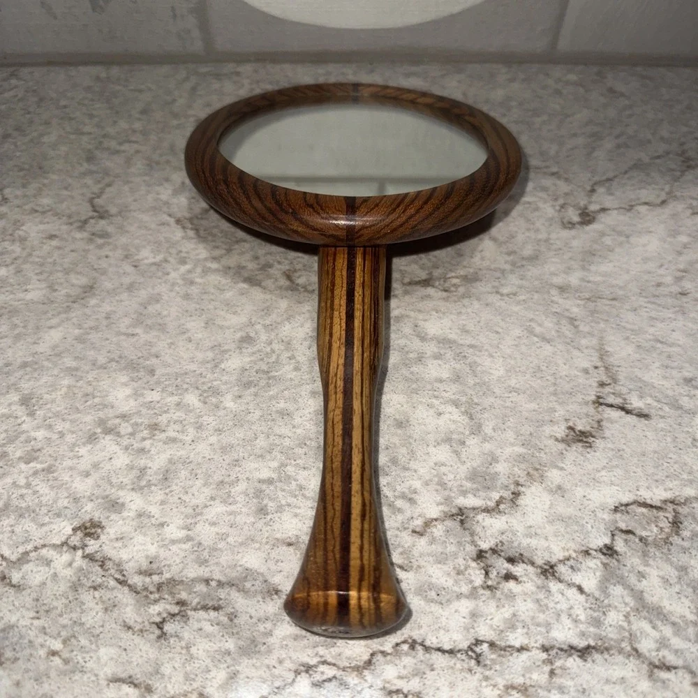 Vintage Angled Wood Handle Framed Vanity Mirror Rustic Farmhouse Country Unique